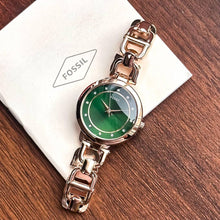 The  Fos**l Rose Gold & Emerald Green Watch for Women