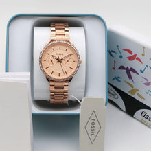 Fos**l Ladies' Watch with Crystal Bezel in Rose Gold